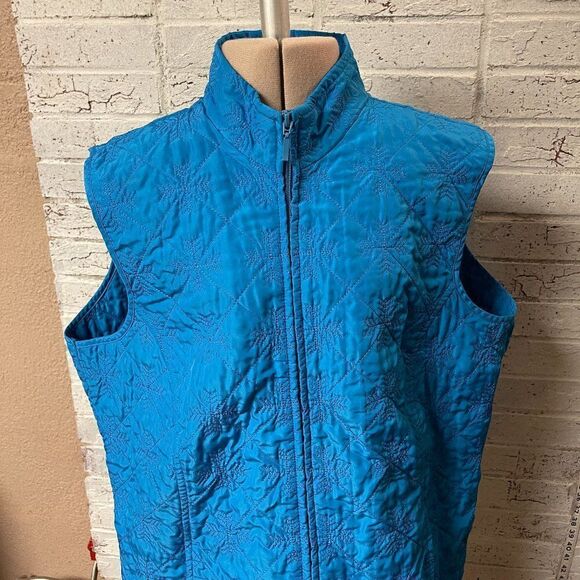 Vintage Southern Lady Blue Quilted Zip Front Vest sz L - Picture 1 of 11